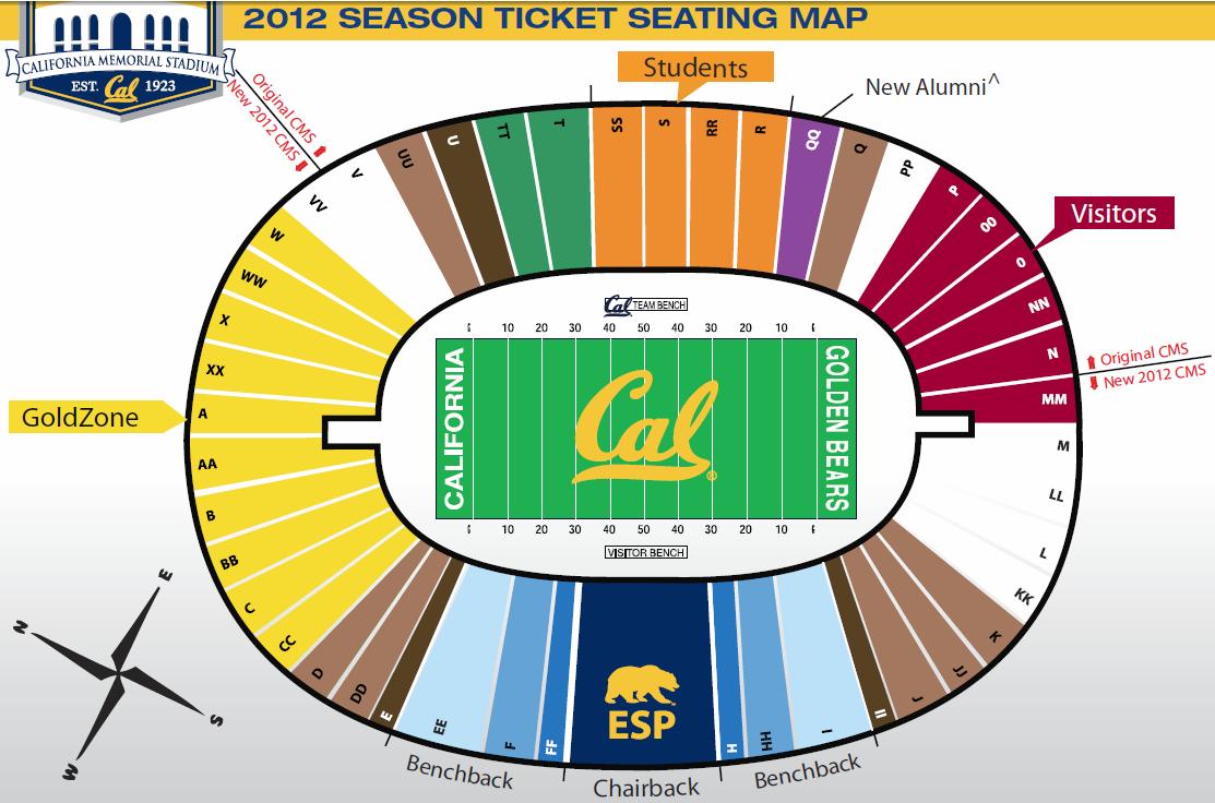 2012 Memorial Stadium Seating Map