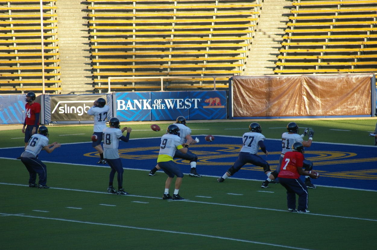 All of QB staff practicing shotgun snaps