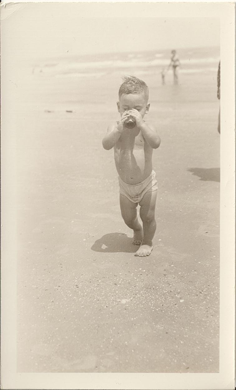 1 year old Dad at beach