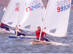 In between races at the 2005 Elvstrom at the St. Francis YC (Looking good!)