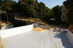 Raised alkway as viewed from Hall of Fame room, looking towards the south parking lot