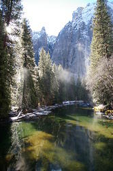 Mist rising off of Merced river